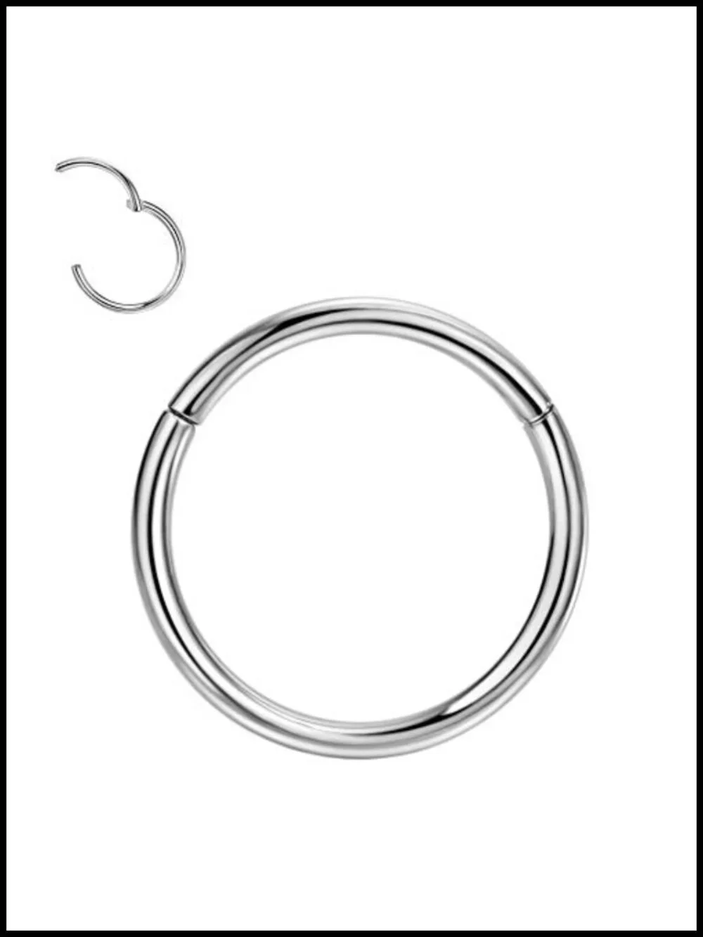 Grade 23 Titanium Nose Hoop Ring Hinged Clicker for Women Men 20g 9mm